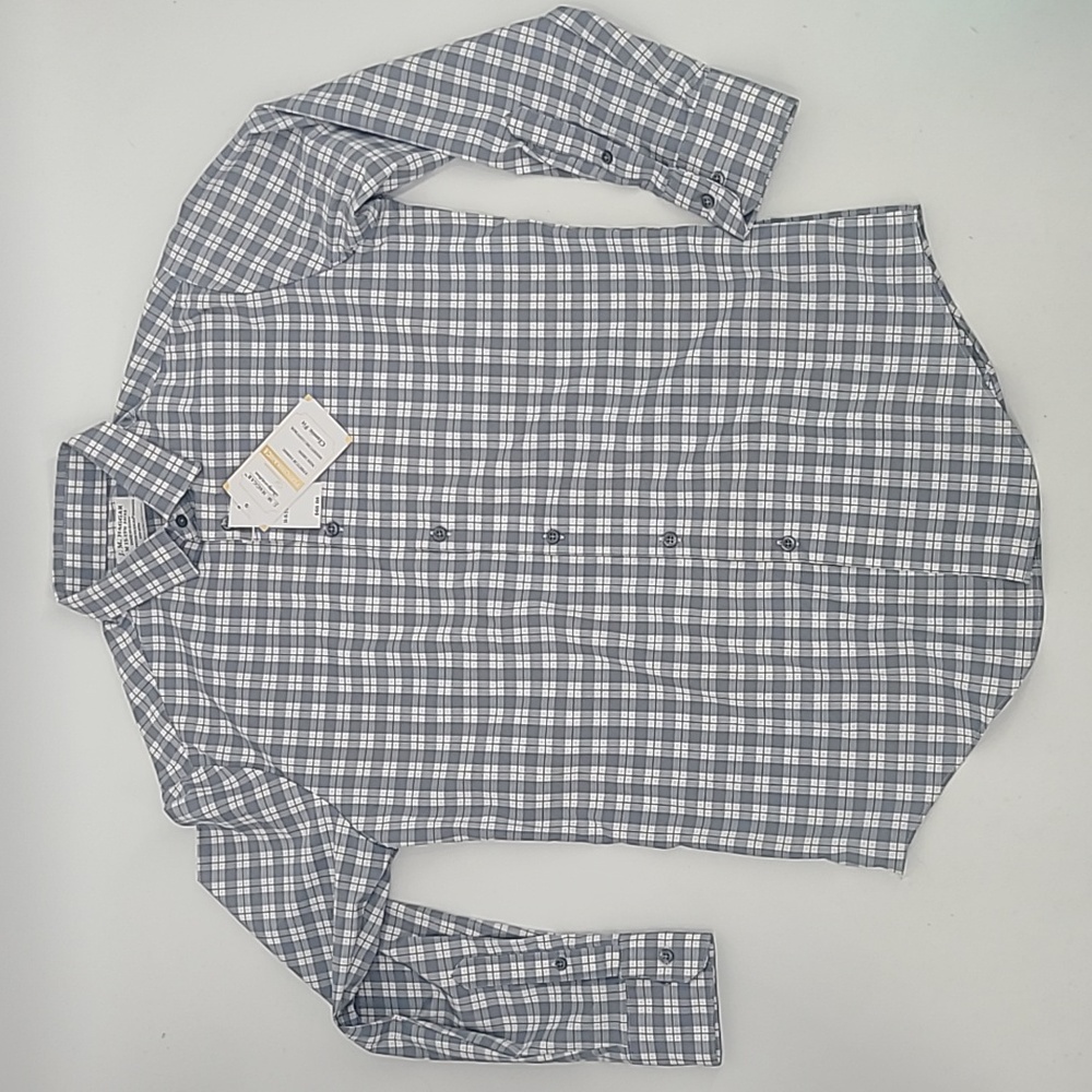 NWT J.M. Haggar button down shirt medium gray plaid